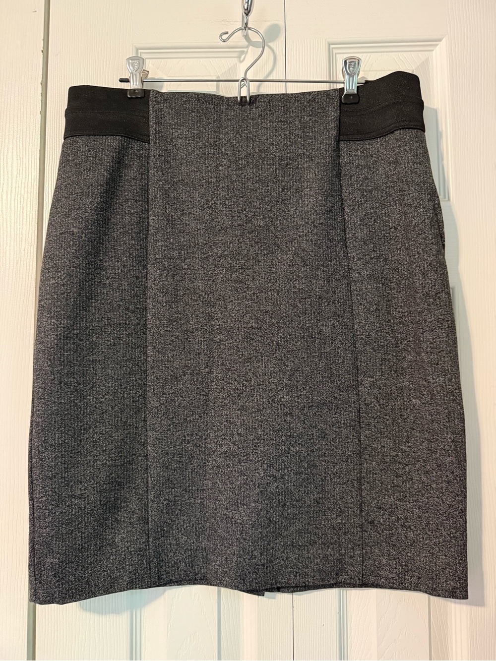 Ann Taylor Stretch Gray Pencil Skirt with Elastic Waistband
